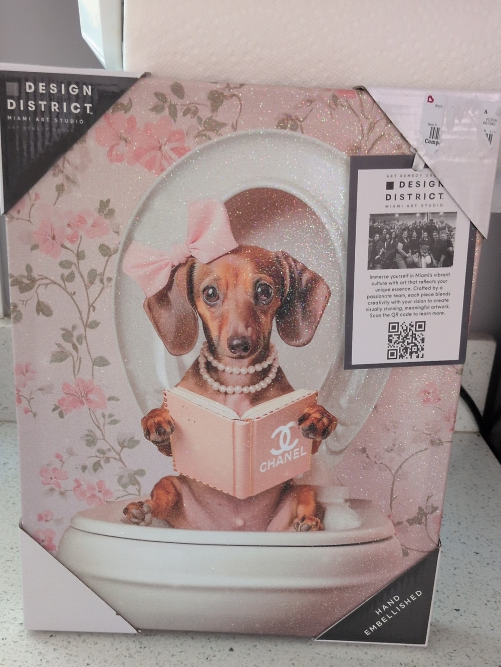 Chic Dachshund Wall Art with Pink Accents Chanel
